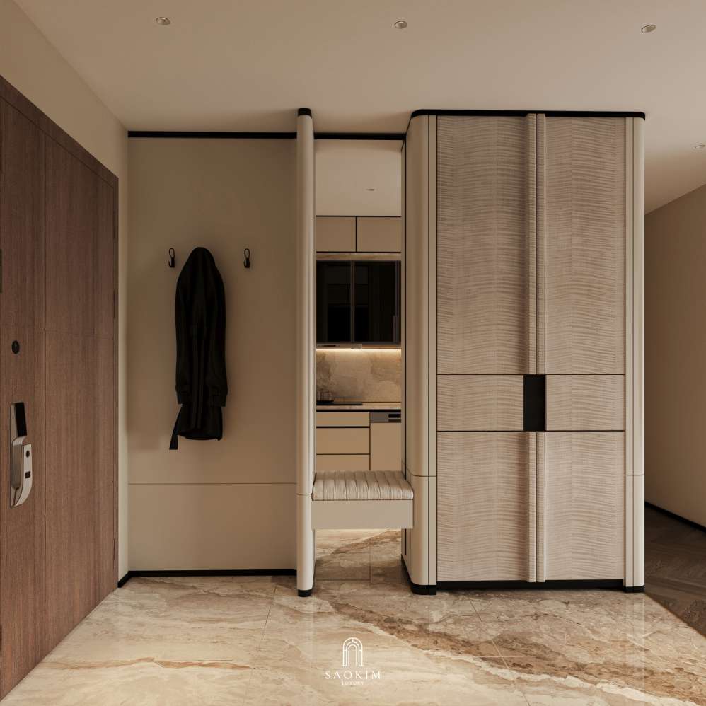 Thiết kế tủ giày trong thiết kế nội thất chung cư cao cấp Lumière Evergreen phong cách Quiet Luxury
